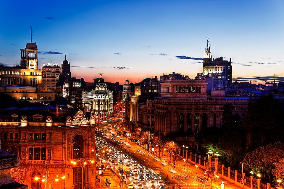 Madrids stadsvägar och gatubelysning
